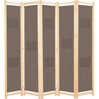 vidaXL 5-Panel Room Divider Brown 200x170x4 cm Fabric