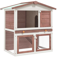 vidaXL Outdoor Rabbit Hutch 3 Doors Brown Wood