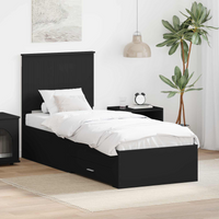 vidaXL Bed Frame Black and Silver 70 x 190 cm Engineered Wood