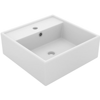 vidaXL Luxury Basin Overflow Square Matt White 41x41 cm Ceramic