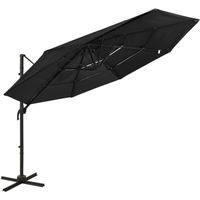 vidaXL 4-Tier Garden Parasol with Aluminium Pole Black 3x3 m