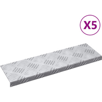 vidaXL Stair Tread Rectangular 5 pcs Silver 60 x 18 x 2.5 cm Aluminium