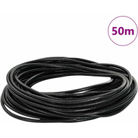 vidaXL Leather Cord Black Ø2.5 mm x 50 m Leather