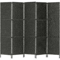 vidaXL 5-Panel Room Divider Black 193x160 cm Water Hyacinth