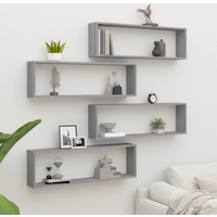 vidaXL Wall Cube Shelves 4 pcs Grey Sonoma 100x15x30 cm Engineered Wood