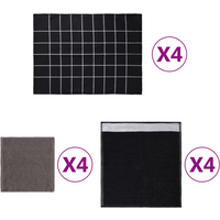 vidaXL 12 Piece Towel Set Black Cotton