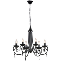 Pendant Ceiling Lamp Elegant Chandelier Black 6 Bulb Sockets