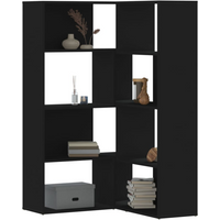 vidaXL Corner Bookcase 4-Tier Black 85x85x140 cm Engineered Wood