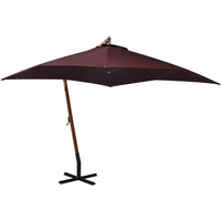 vidaXL Hanging Garden Parasol with Pole Bordeaux Red 3x3 m Solid Fir Wood
