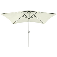 vidaXL Garden Parasol with LEDs and Steel Pole Sand 2x3 m