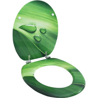 vidaXL WC Toilet Seat with Lid MDF Green Water Drop Design
