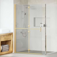 vidaXL Walk-In Shower Wall Folding Gold 120 x 6.5 x 190 cm