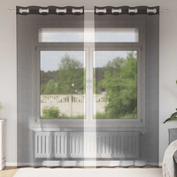 vidaXL Voile Curtains with Grommets 2 pcs Black 140x225 cm