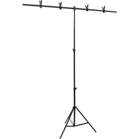 vidaXL T-Shape Background Stand Black 151x60x(70-200) cm