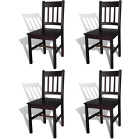 vidaXL Dining Chairs 4 pcs Dark Brown Pinewood