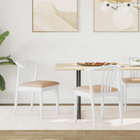 vidaXL Dining Chair 2 pcs White and Brown Solid Rubberwood
