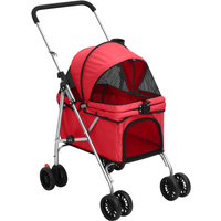 vidaXL Folding Dog Stroller Red 76x50x100 cm Oxford Fabric