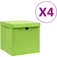 vidaXL Storage Boxes with Covers 4 pcs 28x28x28 cm Green