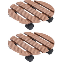 vidaXL Plant Trolleys 2 pcs Brown Ø30x7.5 cm WPC