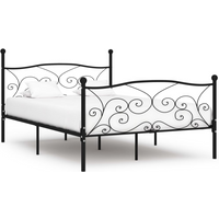 vidaXL Bed Frame without Mattress with Slatted Base Black Metal 120x200 cm