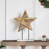 vidaXL Christmas Star Brown 43.5 x 13.5 x 59 cm Solid Teak Wood