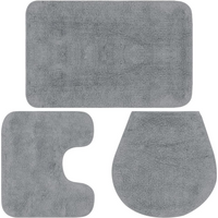 vidaXL Bathroom Mat Set 3 Pieces Fabric Grey
