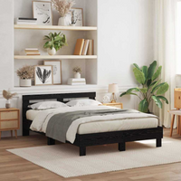vidaXL Bed Frame with LED Black Oak 140 x 190 cm Engineered Wood