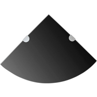 vidaXL Corner Shelves 2 pcs with Chrome Supports Glass Black 25x25 cm