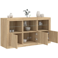 vidaXL Sideboard with LED Lights Sonoma Oak 123x37x67 cm