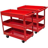 2 x Workshop Tool Trolley 100 kg 3 Shelves