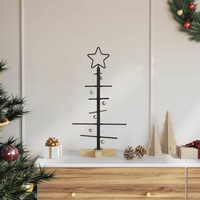 vidaXL Metal Christmas Tree Black 59.5 cm Powder-coated steel