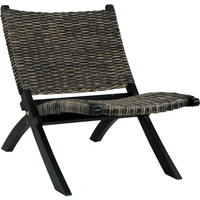 vidaXL Relaxing Chair Black Natural Kubu Rattan and Solid Mahogany Wood