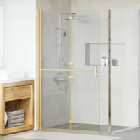 vidaXL Walk-In Shower Wall Folding Gold 110 x 6.5 x 190 cm