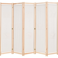 vidaXL 5-Panel Room Divider Cream 200x170x4 cm Fabric