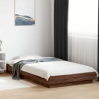 vidaXL Bed Frame with LED Lights without Mattress Brown Oak 90x200cm