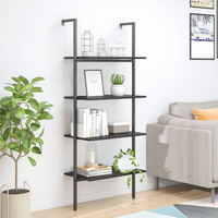 vidaXL 4-Tier Leaning Shelf Black 64x35x152.5 cm
