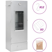 vidaXL BBQ Oven Smoker with Wood Chips 44.5x29x110 cm Galvanised steel