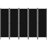 vidaXL 5-Panel Room Divider Black 250x180 cm
