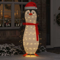 vidaXL Snow Penguin Figure with 600 LEDs Warm White 78 x 178 cm Fabric