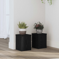 vidaXL Plant Stand 2 pcs Black Oak 15 x 15 x 20 cm Engineered Wood