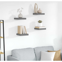 vidaXL Floating Wall Shelves 4 pcs High Gloss Grey 23x23.5x3.8 cm MDF