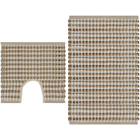 vidaXL Hand-Woven Jute Bathroom Mat Set Fabric Natural and White