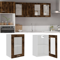 vidaXL Hanging Glass Cabinet Lyon Smoked Oak 40x31x60 cm Engineered Wood