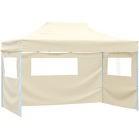 vidaXL Foldable Tent with 3 Walls 3x4.5 m Cream