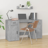 vidaXL Desk with Cabinet Concrete Grey Engineered Wood