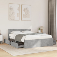 vidaXL Bed Frame with Headboard without Mattress Concrete Grey 120x190 cm Small Double