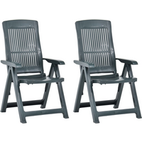 vidaXL Garden Reclining Chairs 2 pcs Plastic Green