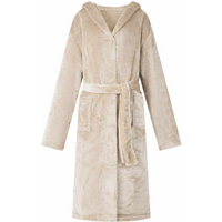 vidaXL Bathrobe Hoodie Beige M Flannel