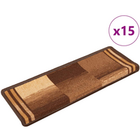 vidaXL Stair Mats Self-adhesive 15 pcs 65x21x4 cm Brown