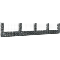 vidaXL U-shape Gabion Basket with 5 Posts Iron 500x20x100 cm